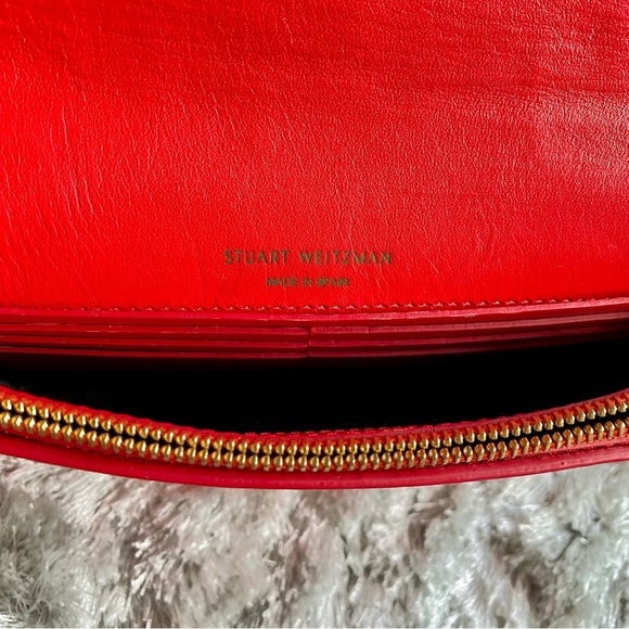 Stuart Weitzman NIB Red Leather Chain Crossbody - Picture 9 of 14